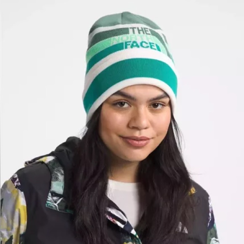 NWT The North Face Retro Logo Beanie Dark Sage Unisex One Size Green Knit Hat